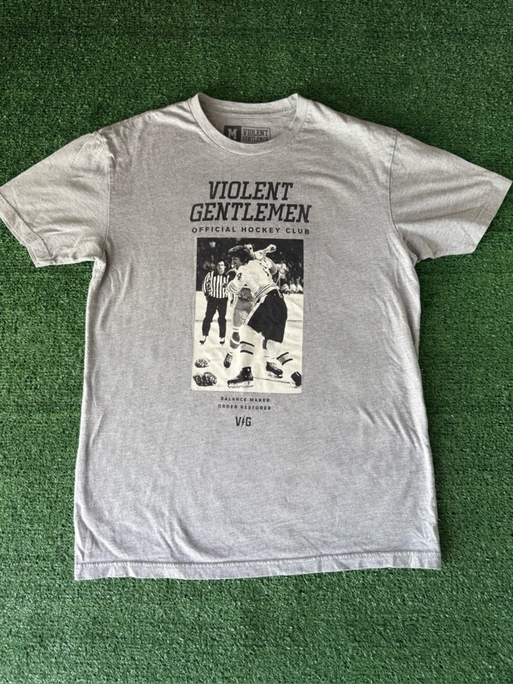 Violent Gentlemen grey hockey tee Size M , measurements in pics.